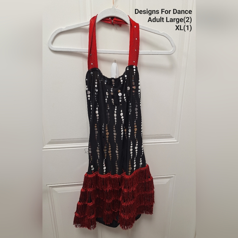 Chic Black and Red Fringe Dress